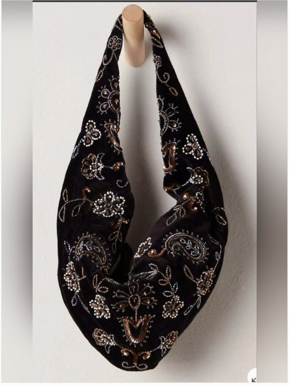 Free People NWT Nashville Nights Beaded Cotton Velvet Shoulder Bag